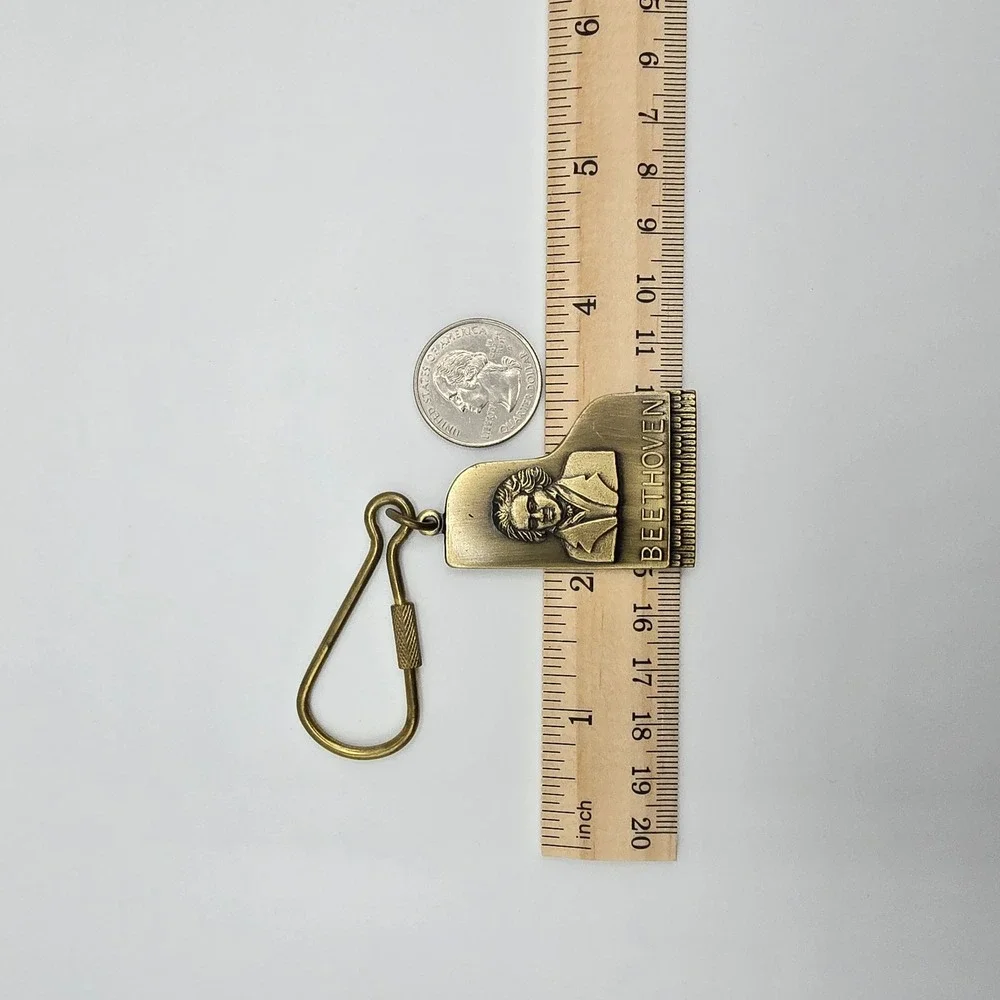 Vtg A.I.M. PGH Beethoven Piano‎ Keychain Brass USA Made 1986 Music Lover Gift
